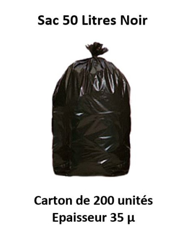 carton 200 sacs 50 L noir 35 µ 