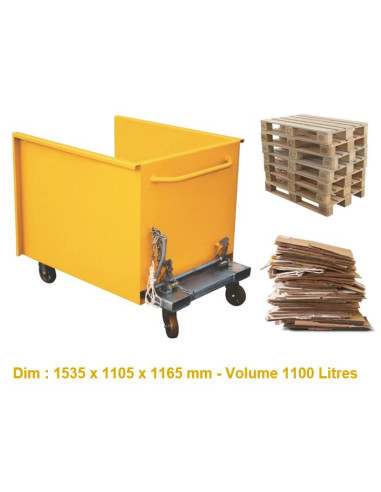 Benne Basculante Palette 1100 L avec Roues